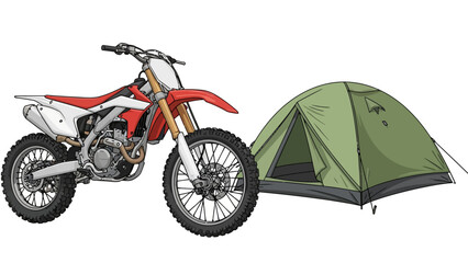 Fototapeta premium Motorcycle and Green Tent.