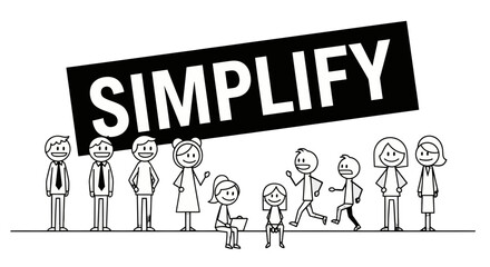 Simplify Concept with Diverse People Illustration.