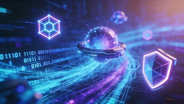 Abstract Visualization Of AI Processing Big Data, Quantum Computing, Big Data Flow Visualization, Binary Code AI Matrix, Cyber Security, Futuristic Technology Artificial Intelligence