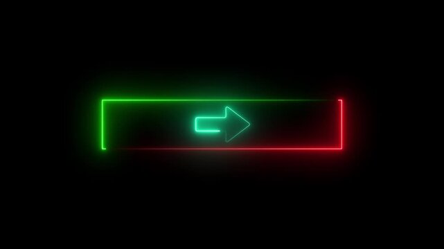 Neon Arrow Button Glowing Green Red Rectangle Pointer