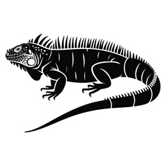 Naklejka premium Iguana vector graphic iguana icon with black sign isolated on white background vector illustration suitable for reptile logo wildlife design and nature themed artwork