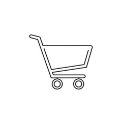 Shopping Cart Icon: Simple outline symbol for online retail, e-commerce, and the act of purchasing products digitally.