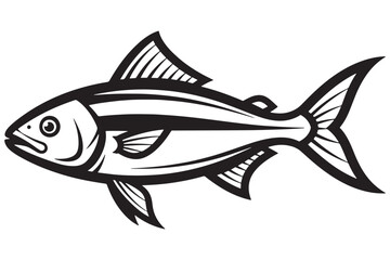 Fototapeta premium A black and white illustration of a fish swimming in the ocean