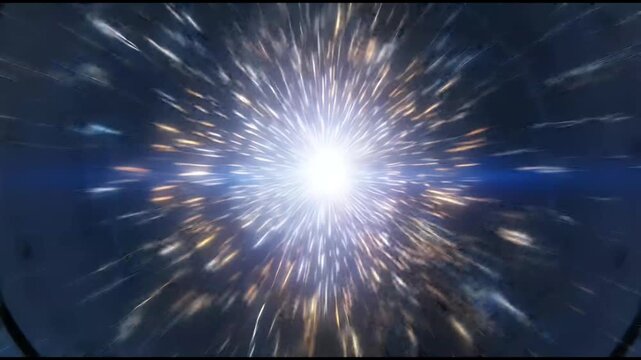Abstract light speed hyperspace warp through a space tunnel with stars traveling fast futuristic glowing