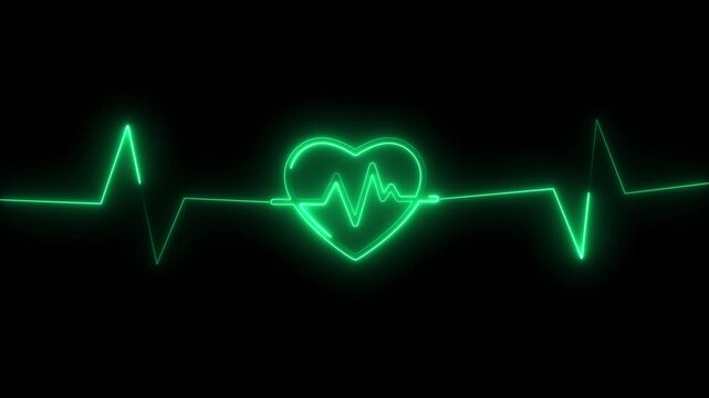 Neon Green Heartbeat Line Graph Pulse Cardiology Monitor Animation