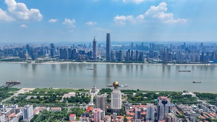Wuhan Skyline and Yangtze River Aerial View, China © TranPhuoc