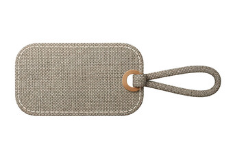 A stylish beige and gold sequin pouch with a ring closure for storage isolated on transparent background,png