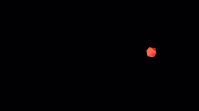 Abstract Red Hexagon Rotating in Dark Space, Minimalist Geometric Shape Animation.