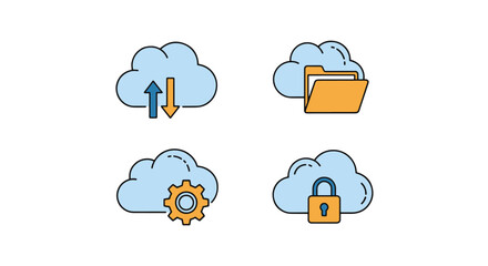 Cloud Storage Line soft clean color vector