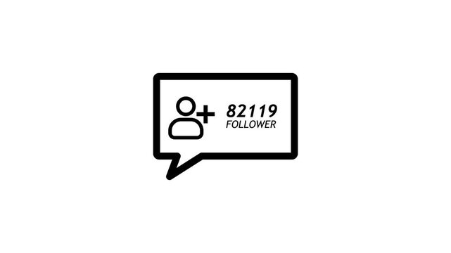 social media follower icon animation. 100k follower countdown