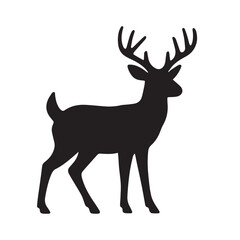 Fototapeta premium A simple black silhouette of a standing buck with large antlers