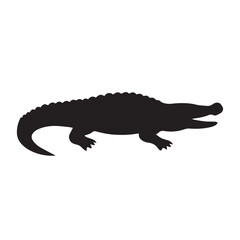 Fototapeta premium Black silhouette of a crocodile on white background