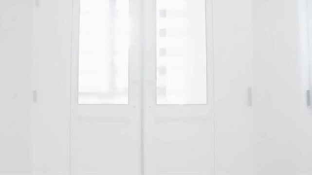 Clean white corridor with doors and natural light creating a sense of order and space