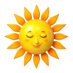 Fototapeta premium Happy smiling sun with closed eyes and orange rays transparent... isolated on a transparent background