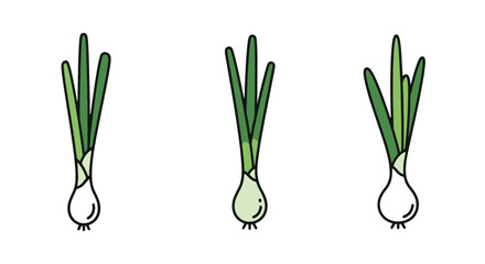 Green onion Line art vector abstract colorful design illustration © Ramjan