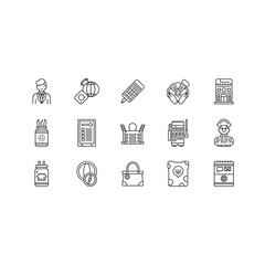 Fototapeta premium Daily Life & Office Outline Icons Set for Web and Apps