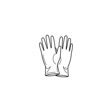 Protective Medical Gloves Line Art Illustration