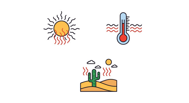 Heatwave Line art vector set minimal creative color
