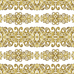 Golden Ornate Patterns on White Background