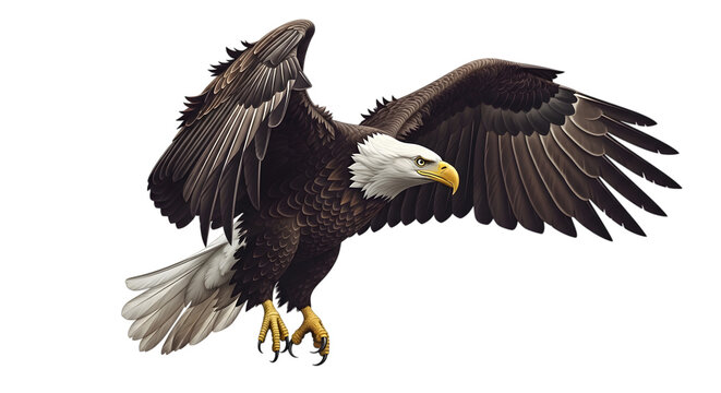 Bald eagle in flight isolated on transparent background