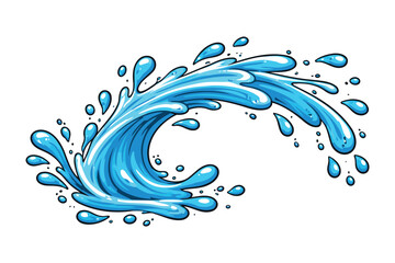 A dynamic splash of water forming an elegant arc with droplets around