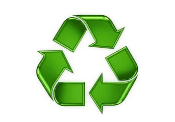 Obraz premium Green recycling symbol with arrows forming a circle isolated on white background