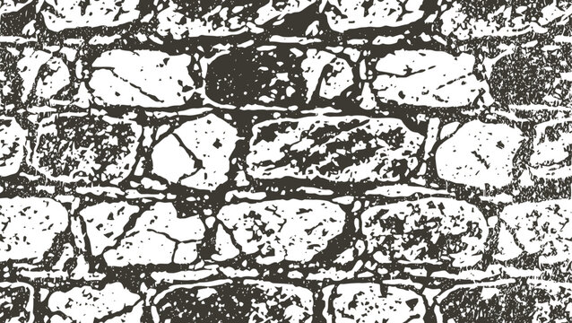 Old stone wall texture grunge rough surface pattern with cracked and weathered bricks for background or design