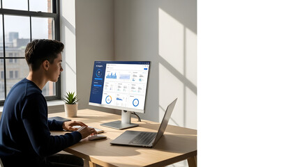 Modern focused student studying with digital productivity and contemporary work lifestyle concept image 50