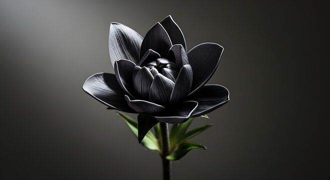 Elegant Black Rose Flower on Dark Background with Dramatic Lighting