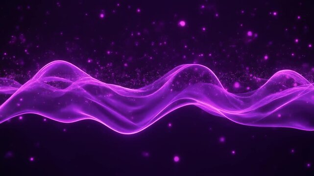 Futuristic looping purple glowing smoke merging soft s shaped patterns particle haze seamless surreal ambience cascading softly abstract cinematic loop