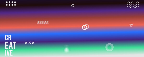 Fototapeta premium Abstract colorful gradient with geometric shapes on transparent background