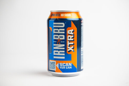 A of Irn Bru Xtra against a White Background