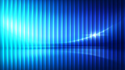 Fototapeta premium Blue Abstract Light Waves With Vertical Neon Lines