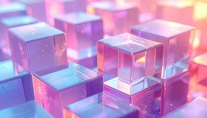 Fototapeta premium Abstract Cubes - A Vibrant Composition of Geometric Forms and Colors.