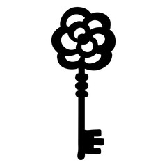 Obraz premium Hand drawn flower ornate key silhouette