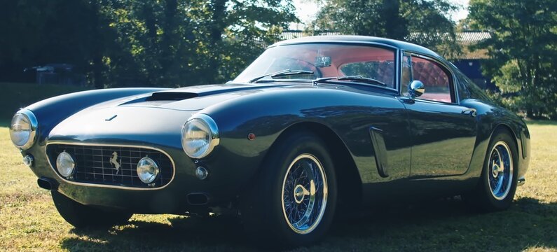 Ferrari 250 SWB, Legend super sports car. Retro photo. vintage car on the road
