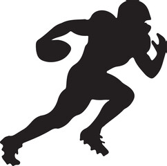 Dynamic silhouette of a football player in action isolated on transparent background