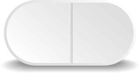 Blank tablet treatment. White realistic drug mockup