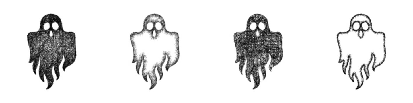 Sketch ghost icon design set