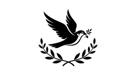 Fototapeta premium Flying dove with olive branch vector