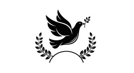 Obraz premium Flying dove with olive branch vector