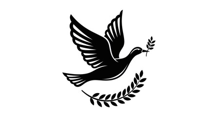 Obraz premium Flying dove with olive branch vector