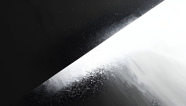 Contrasto netto tra sfondo nero opaco e superficie bianca luminosa con texture astratta e sfumature.