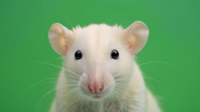 white ferret close up face on green background stock video