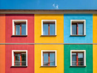 Obraz premium A colorful building with six windows