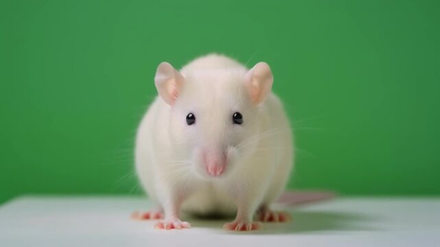 white mouse in studio green background close up animal video