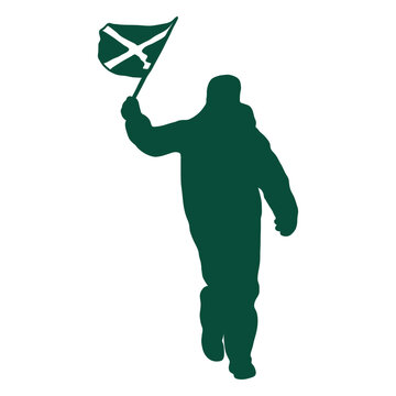 Scotland flag bearer silhouette