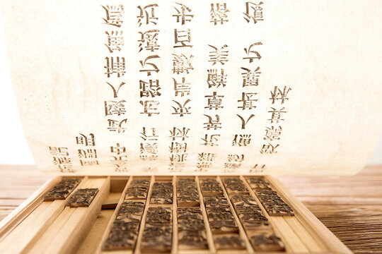 Traditional Chinese Movable Type Printing Blocks with Characters