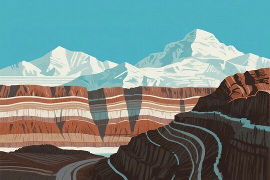 Mountain landscape with snow peaks