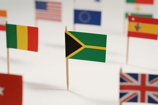 Flags of various countries on sticks